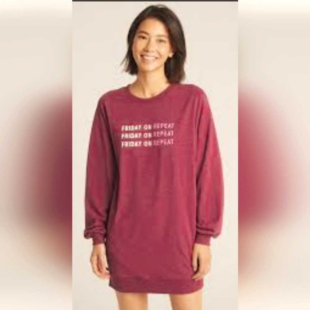 LOVE by GAP Women's Sweatshirt Tunic Crushed Berry Dress - Size Medium